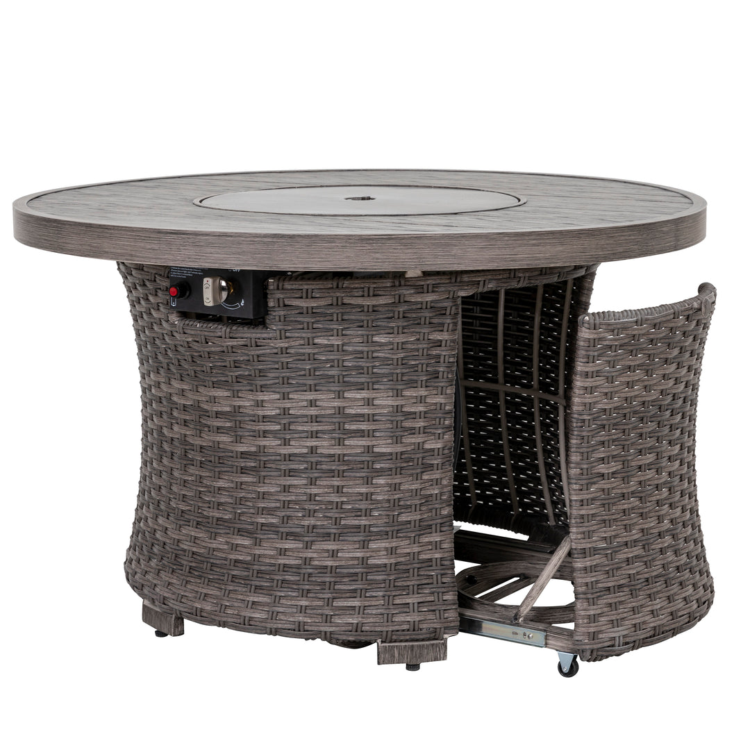 Patio Aluminum Rattan Fire Pit Table
