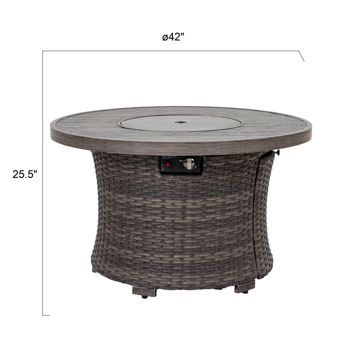 Patio Aluminum Rattan Fire Pit Table