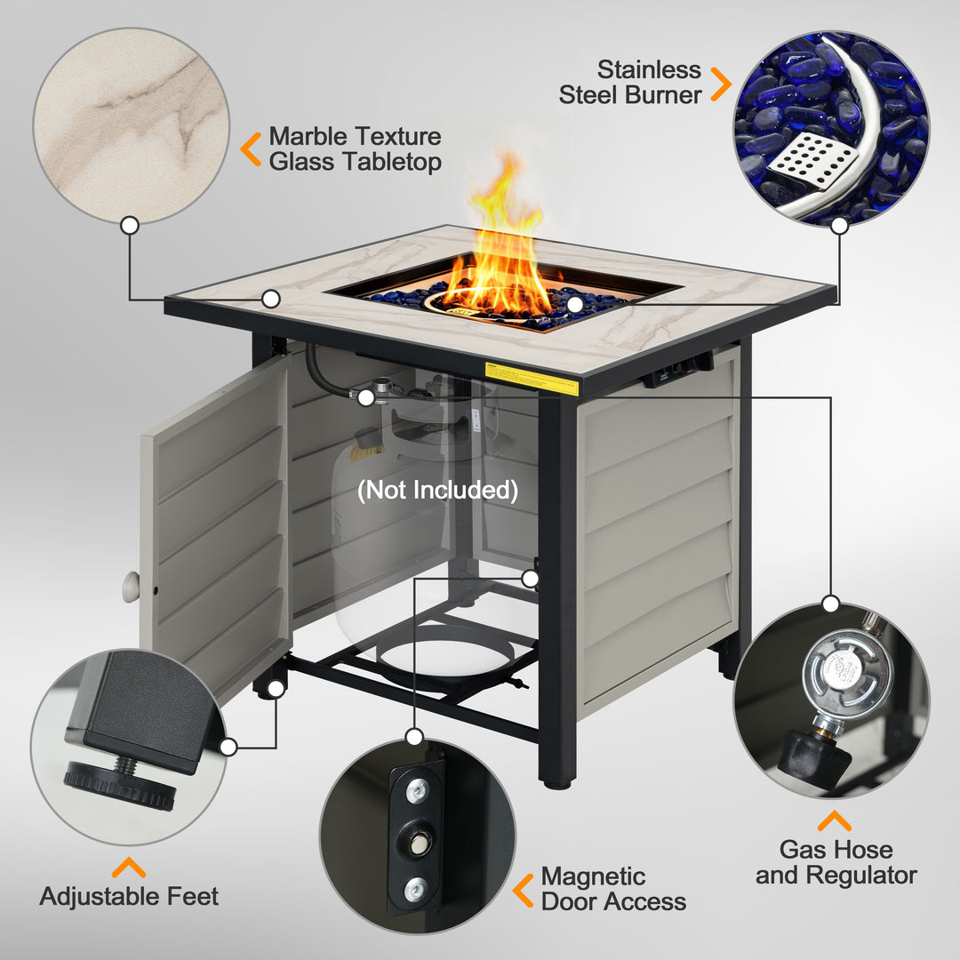 50,000 BTU CSA-Certified Patio Propane Fire Pit Table, Marble Texture Top
