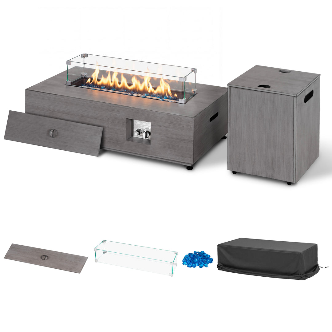 42.9" Outdoor Propane Gas Fire Pit Table with Hidden Tank Table