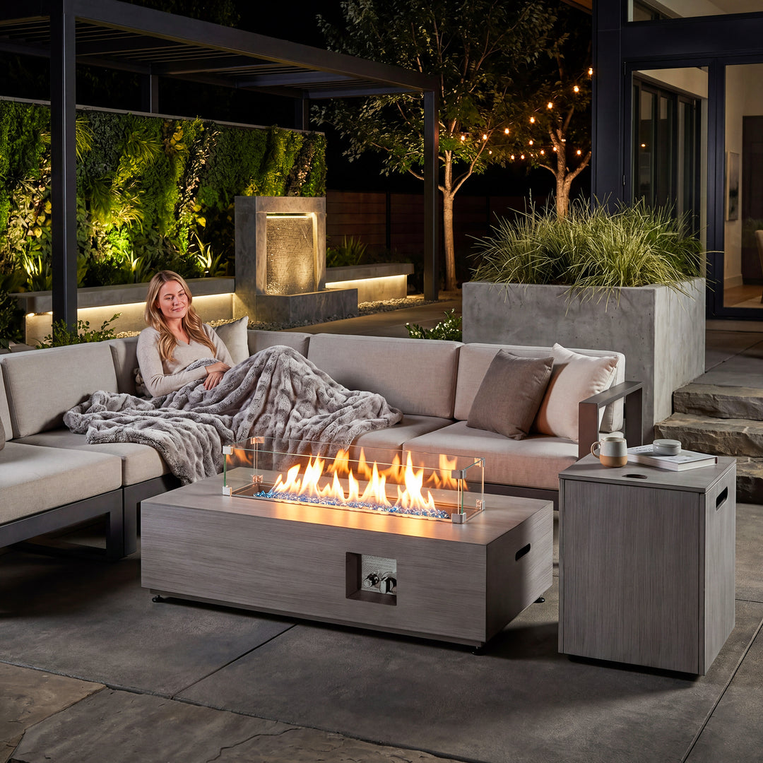 42.9" Outdoor Propane Gas Fire Pit Table with Hidden Tank Table