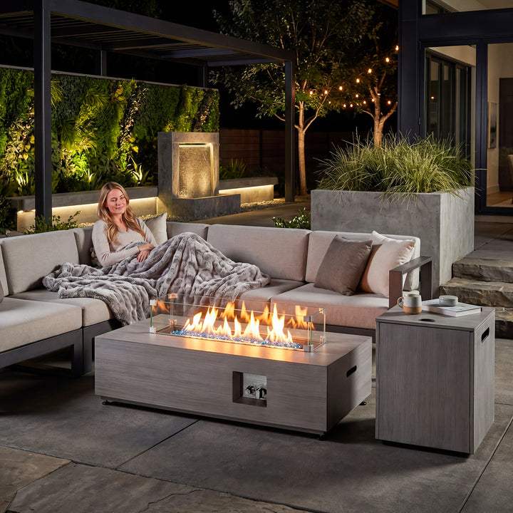 42.9" Outdoor Propane Gas Fire Pit Table with Hidden Tank Table