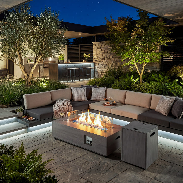 42.9" Outdoor Propane Gas Fire Pit Table with Hidden Tank Table