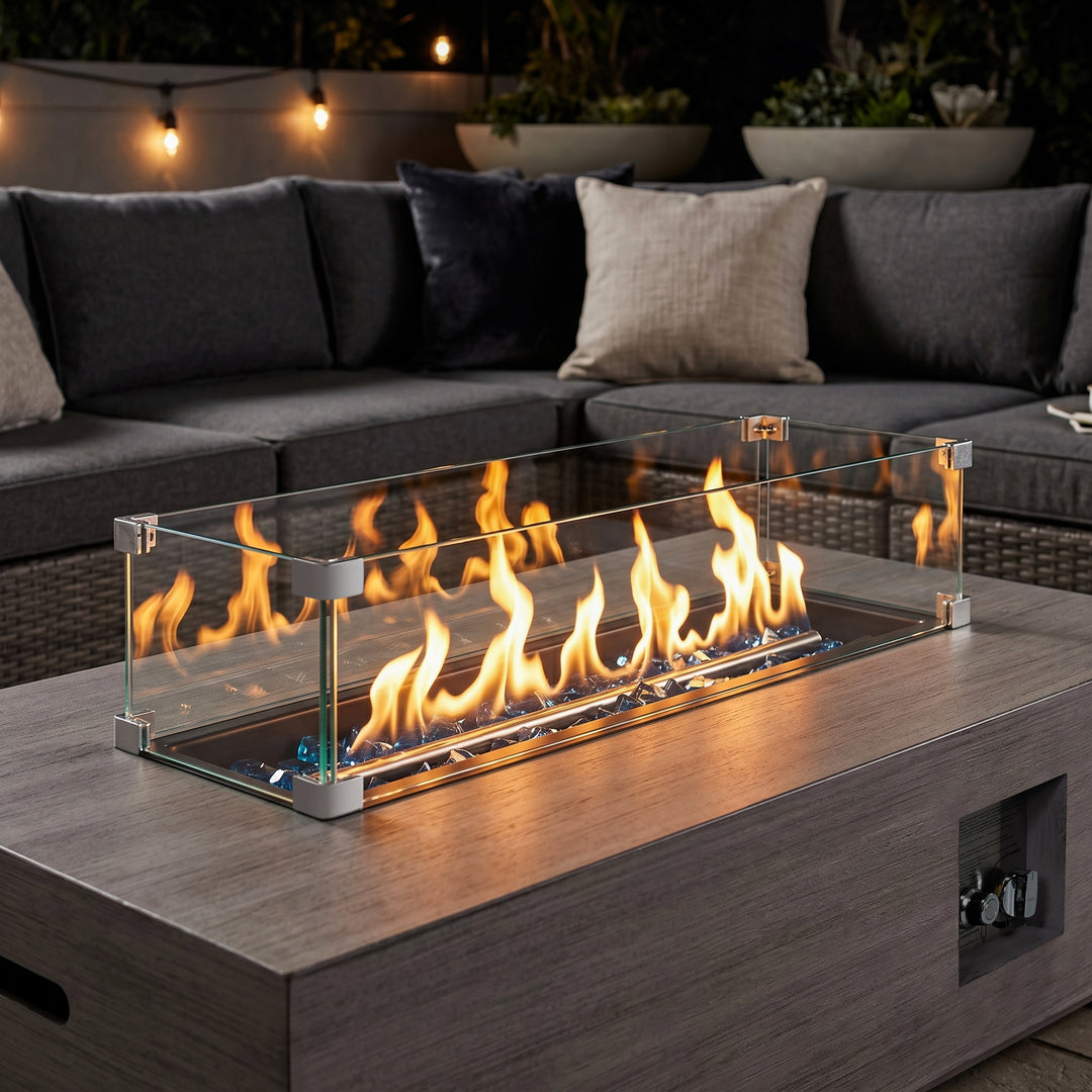 42.9" Outdoor Propane Gas Fire Pit Table with Hidden Tank Table