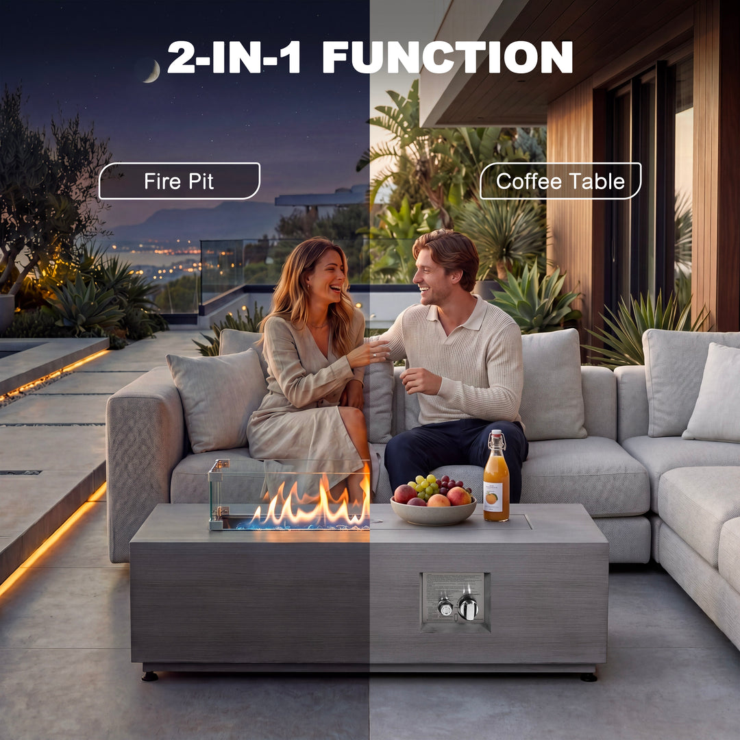 42.9" Outdoor Propane Gas Fire Pit Table with Hidden Tank Table