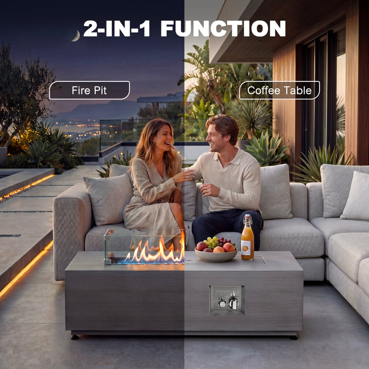 42.9" Outdoor Propane Gas Fire Pit Table with Hidden Tank Table