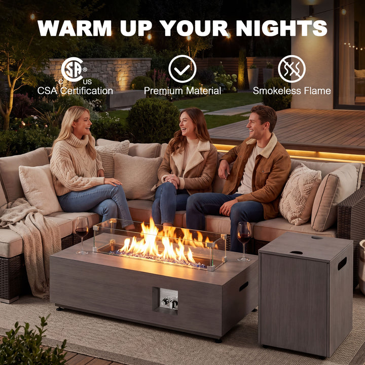 42.9" Outdoor Propane Gas Fire Pit Table with Hidden Tank Table
