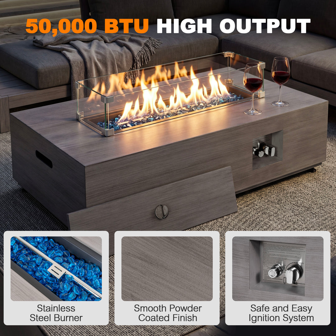 42.9" Outdoor Propane Gas Fire Pit Table with Hidden Tank Table