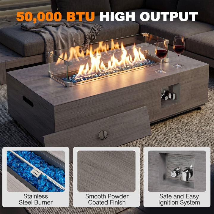 42.9" Outdoor Propane Gas Fire Pit Table with Hidden Tank Table