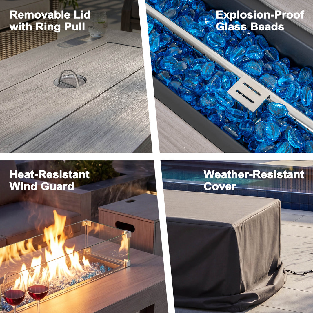 42.9" Outdoor Propane Gas Fire Pit Table with Hidden Tank Table