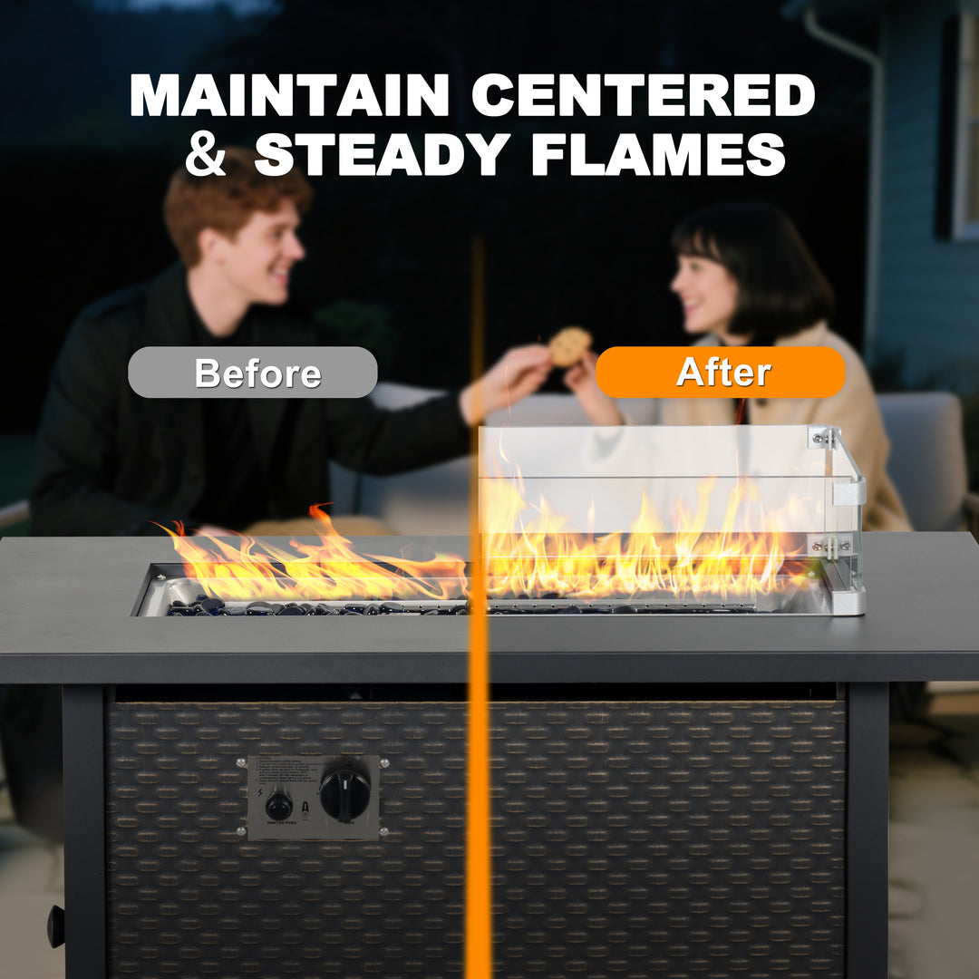 Outdoor 50,000 BTU Propane Fire Pit Table with Cover and Wind Guard