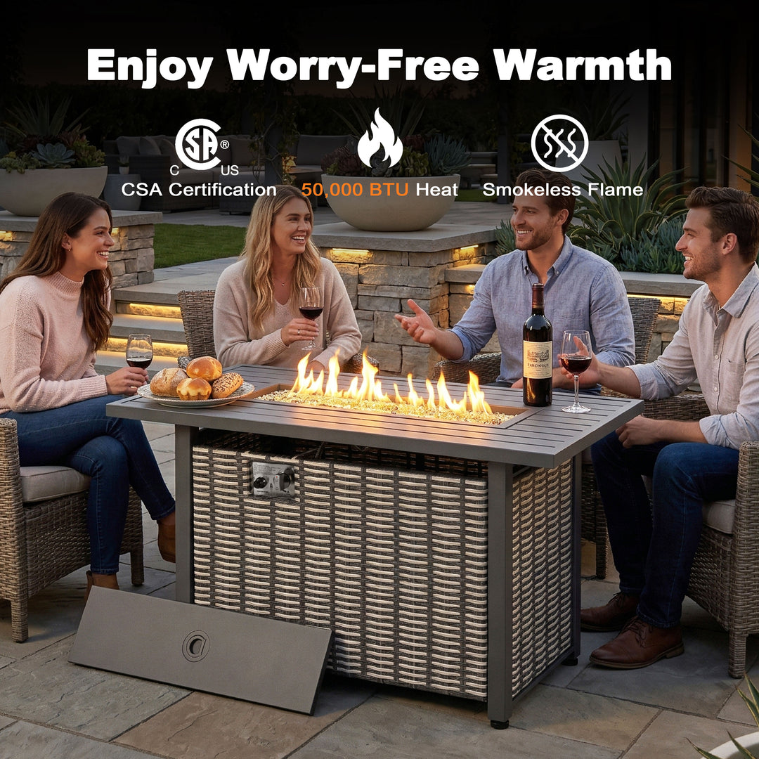 43’’ Outdoor Propane Gas Fire Pit Table 50,000 BTU for Outside Patio