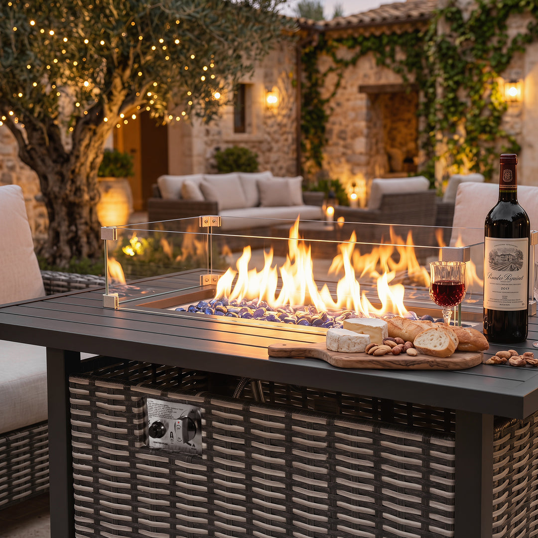 43’’ Outdoor Propane Gas Fire Pit Table 50,000 BTU with Wind Guard