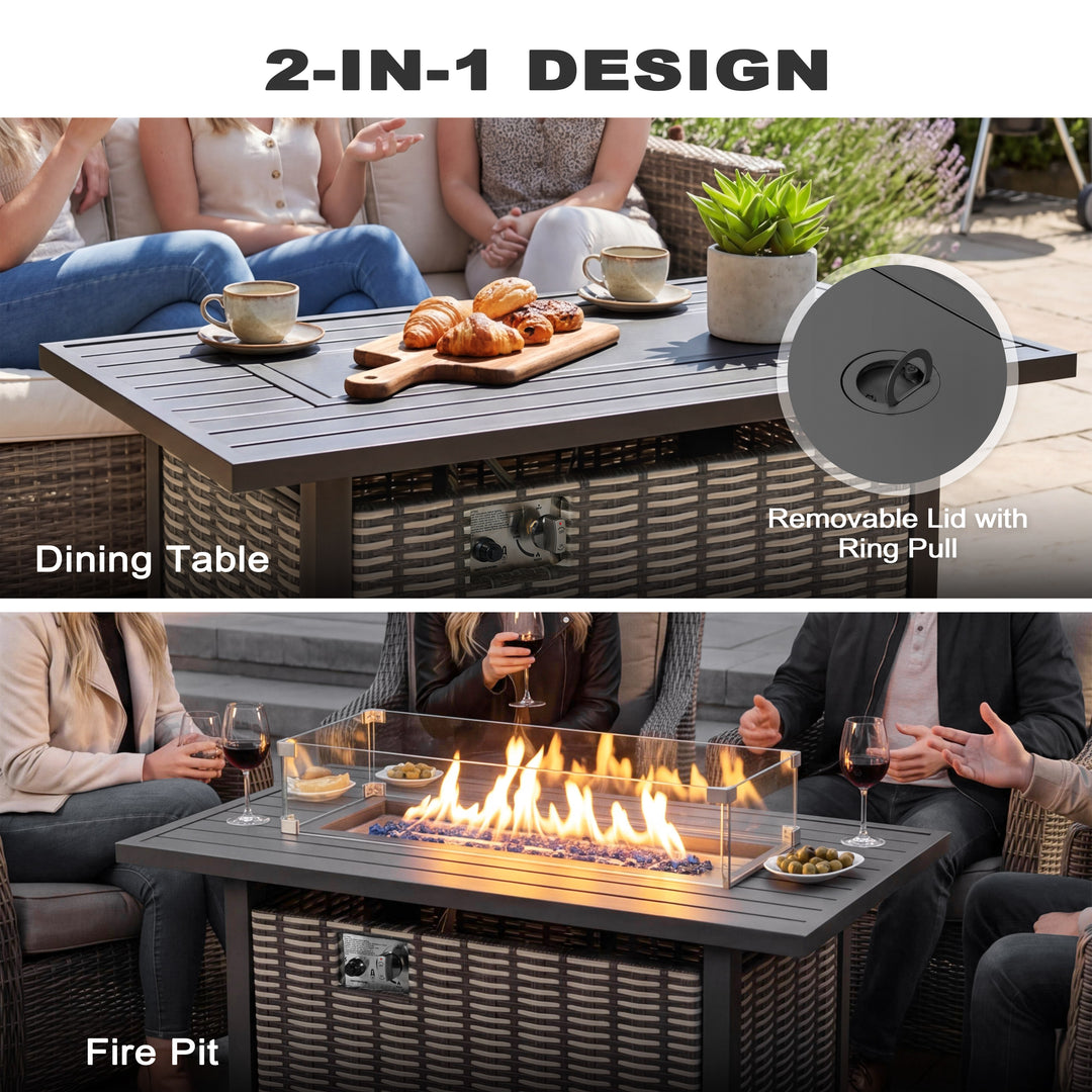 43’’ Outdoor Propane Gas Fire Pit Table 50,000 BTU with Wind Guard
