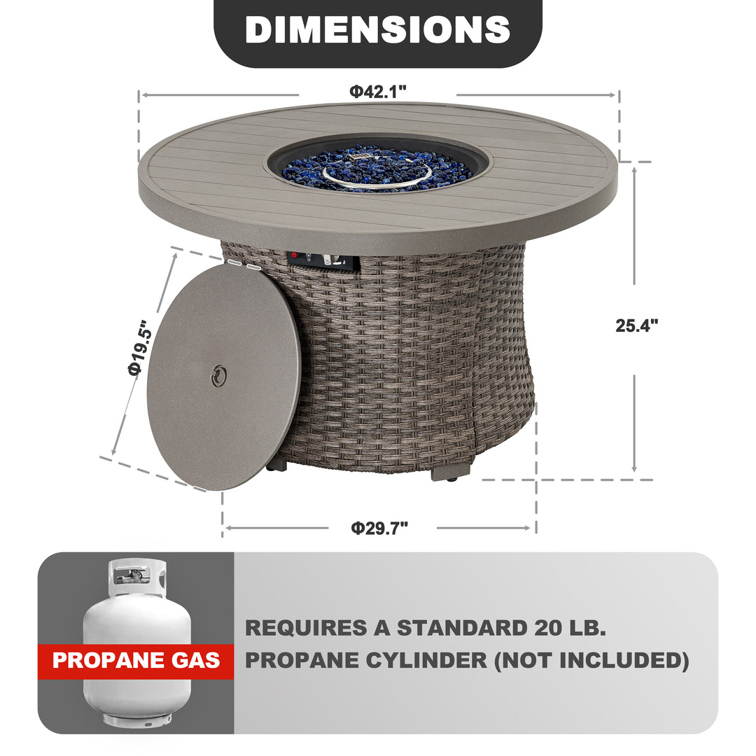 Patio 50000 BTU Wicker Fire Pit Table with Glass Beads, CSA-Certified