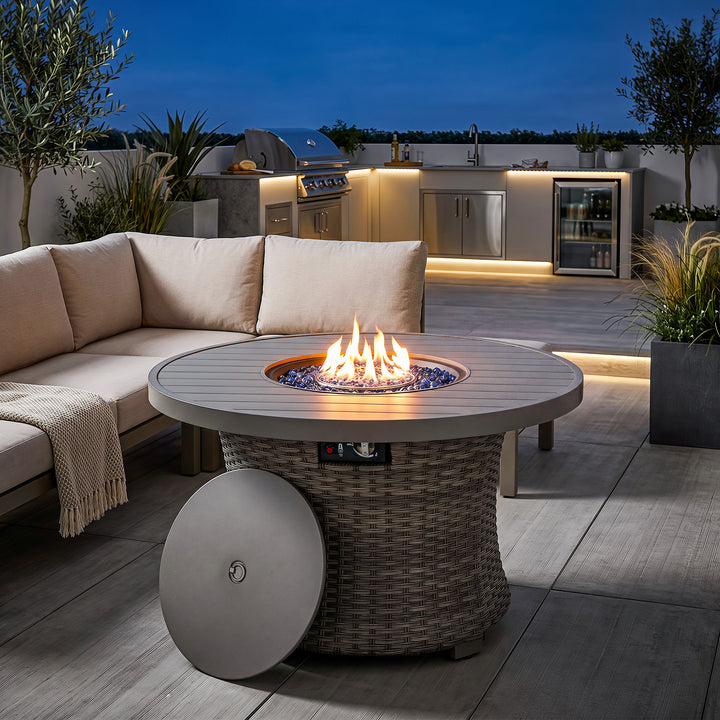 Patio 50000 BTU Wicker Fire Pit Table with Glass Beads, CSA-Certified