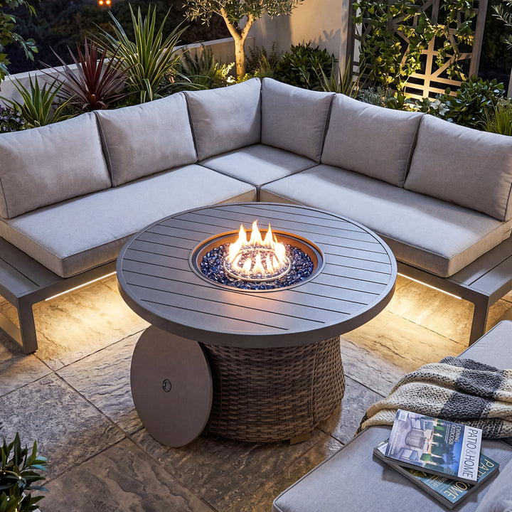 Patio 50000 BTU Wicker Fire Pit Table with Glass Beads, CSA-Certified