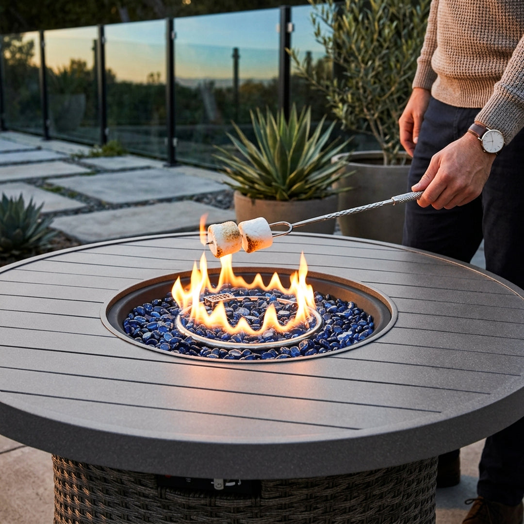 Patio 50000 BTU Wicker Fire Pit Table with Glass Beads, CSA-Certified