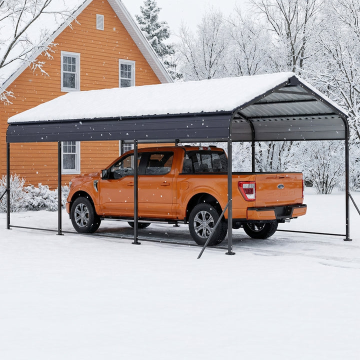 Steel Carport 15 x 10 FT with Reinforced Frame, Windproof Ground Anchors