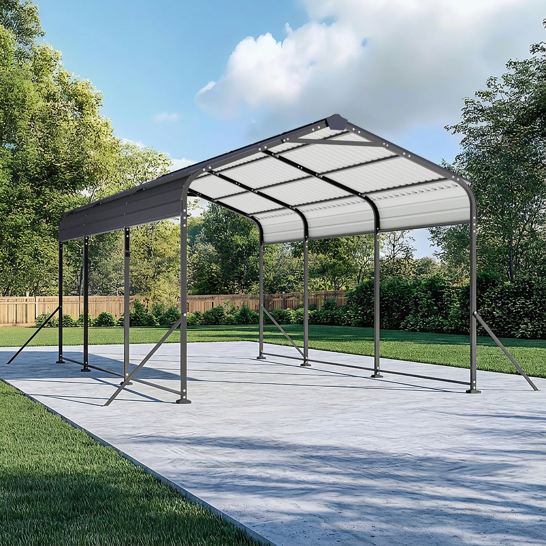 Steel Carport 15 x 10 FT with Reinforced Frame, Windproof Ground Anchors