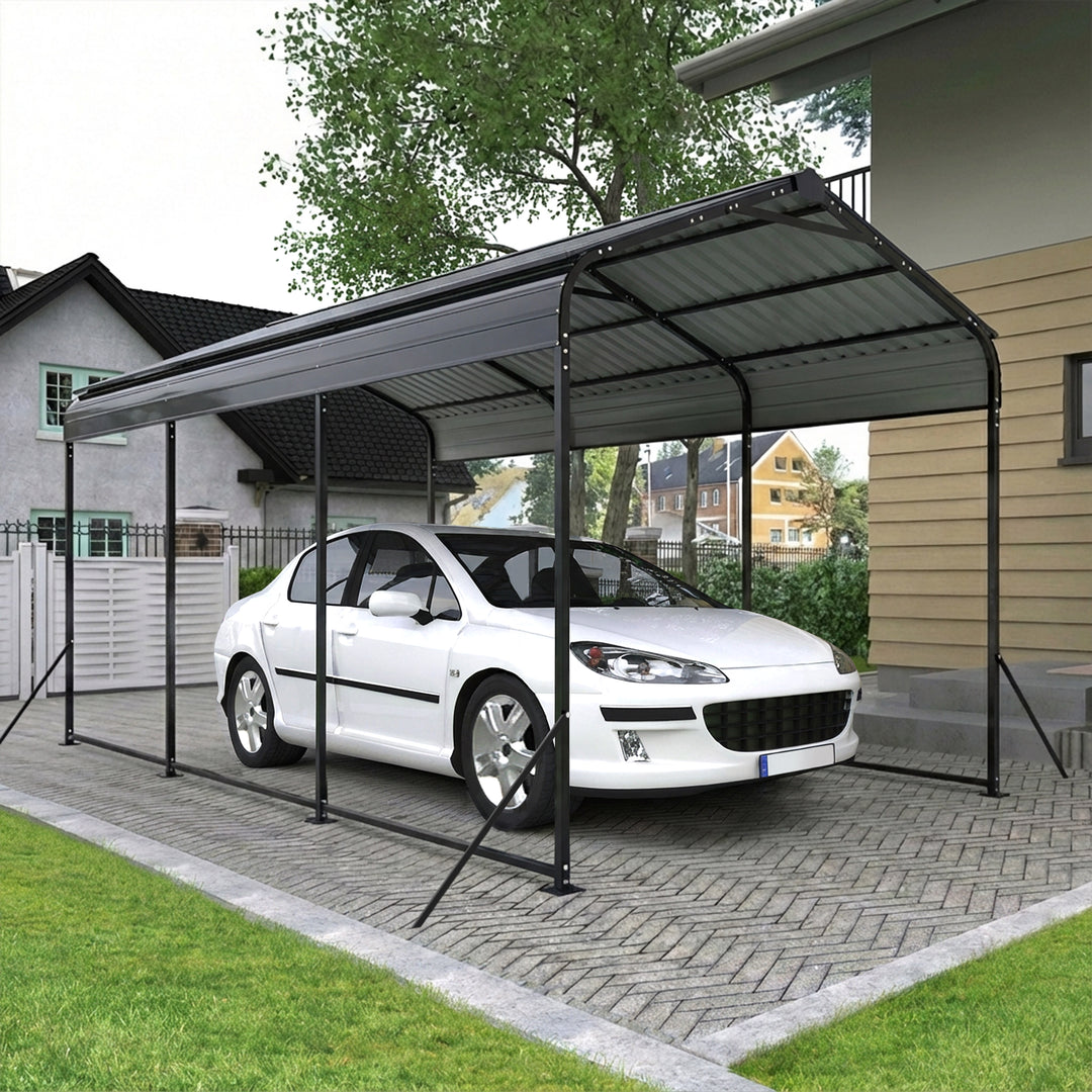 Steel Carport 15 x 10 FT with Reinforced Frame, Windproof Ground Anchors