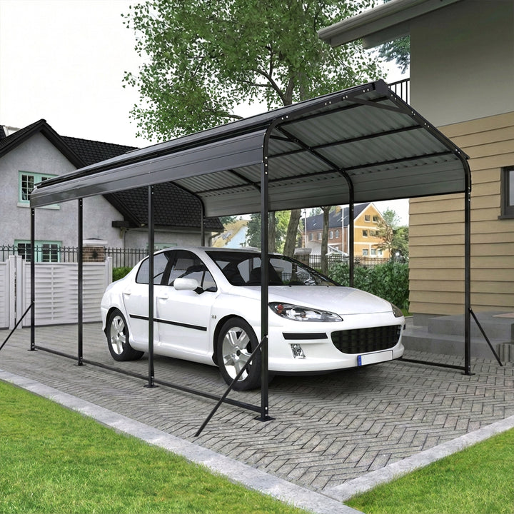 Steel Carport 15 x 10 FT with Reinforced Frame, Windproof Ground Anchors