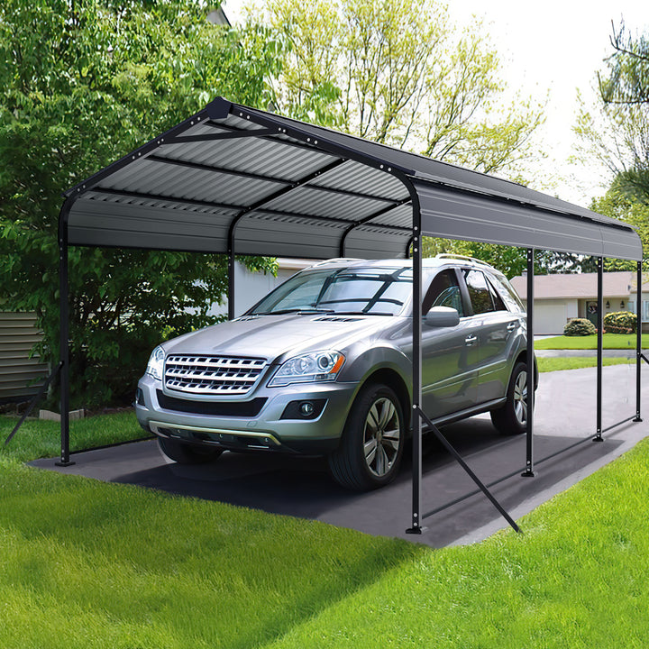 Steel Carport 15 x 10 FT with Reinforced Frame, Windproof Ground Anchors