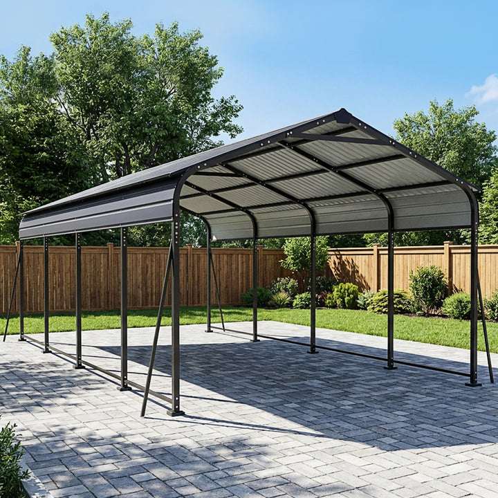 Steel Carport 20 x 12 FT with Reinforced Frame, Windproof Ground Anchors