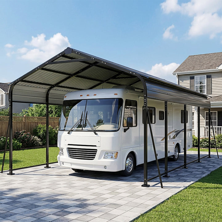 Steel Carport 20 x 12 FT with Reinforced Frame, Windproof Ground Anchors
