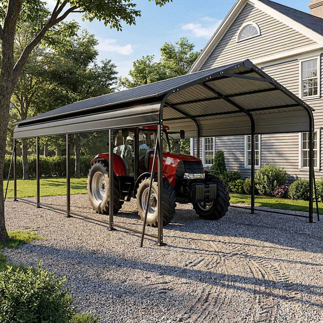 Steel Carport 20 x 12 FT with Reinforced Frame, Windproof Ground Anchors