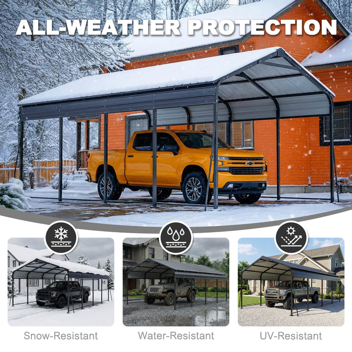 Steel Carport 20 x 12 FT with Reinforced Frame, Windproof Ground Anchors