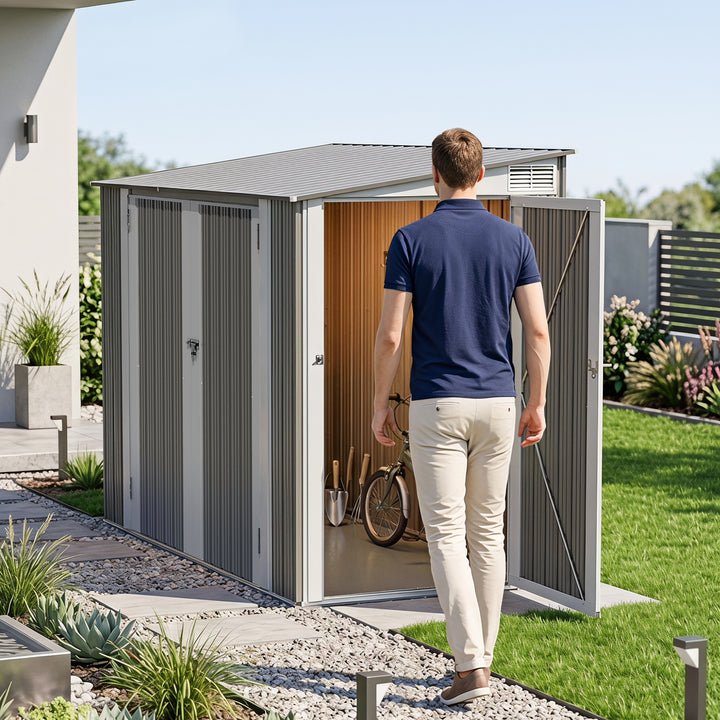 7 x 3.5 FT Galvanized Metal Outdoor Storage Shed with Air Vents