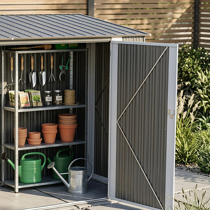 7 x 3.5 FT Galvanized Metal Outdoor Storage Shed with Air Vents