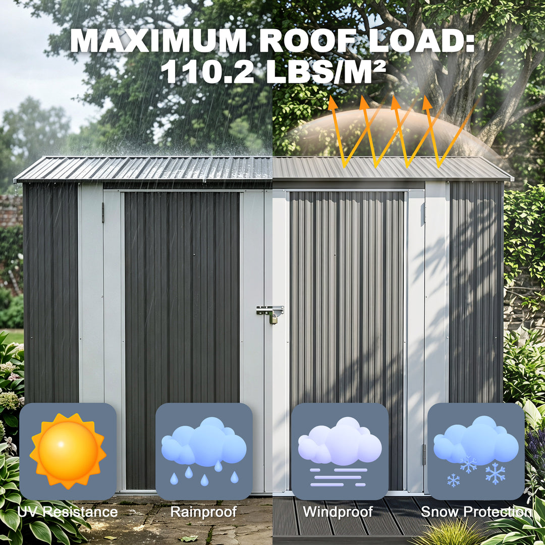 7 x 3.5 FT Galvanized Metal Outdoor Storage Shed with Air Vents