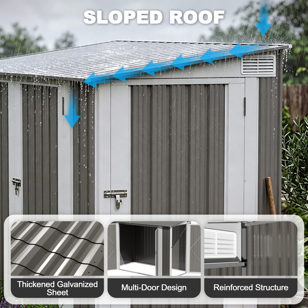 7 x 3.5 FT Galvanized Metal Outdoor Storage Shed with Air Vents