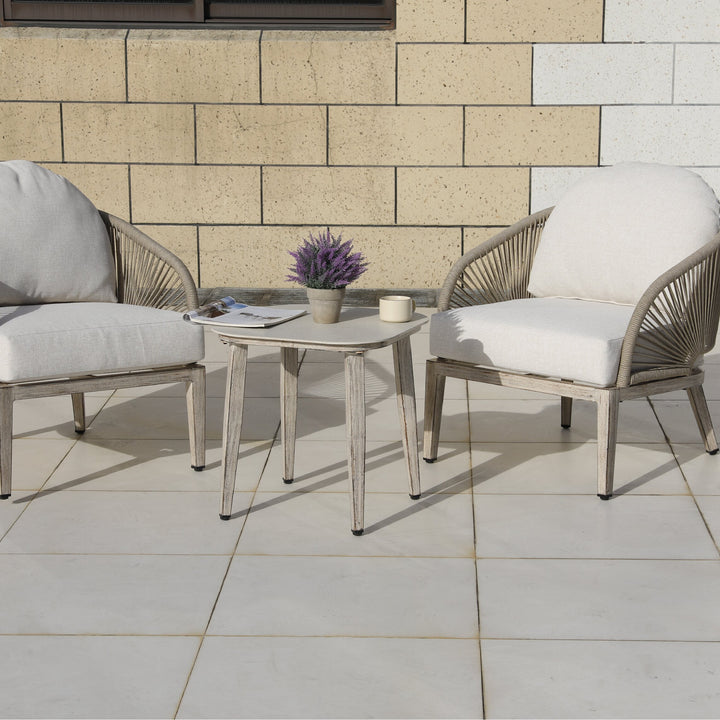 Patio Time 3-Piece Aluminum Patio Balcony Set with 20’’ Square Table for 2