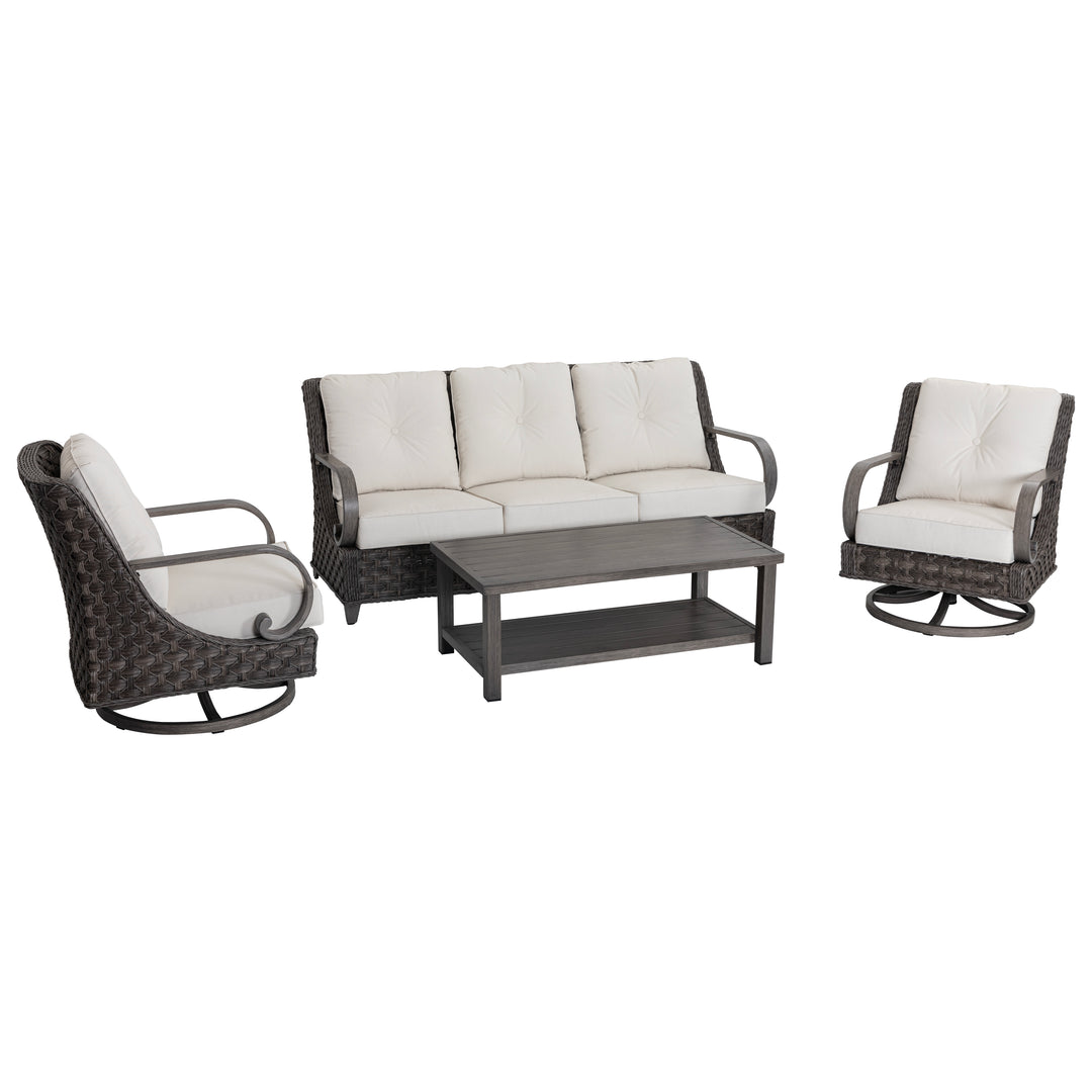 Patio Time 4-Piece Aluminum and Wicker Outdoor Conversation Set