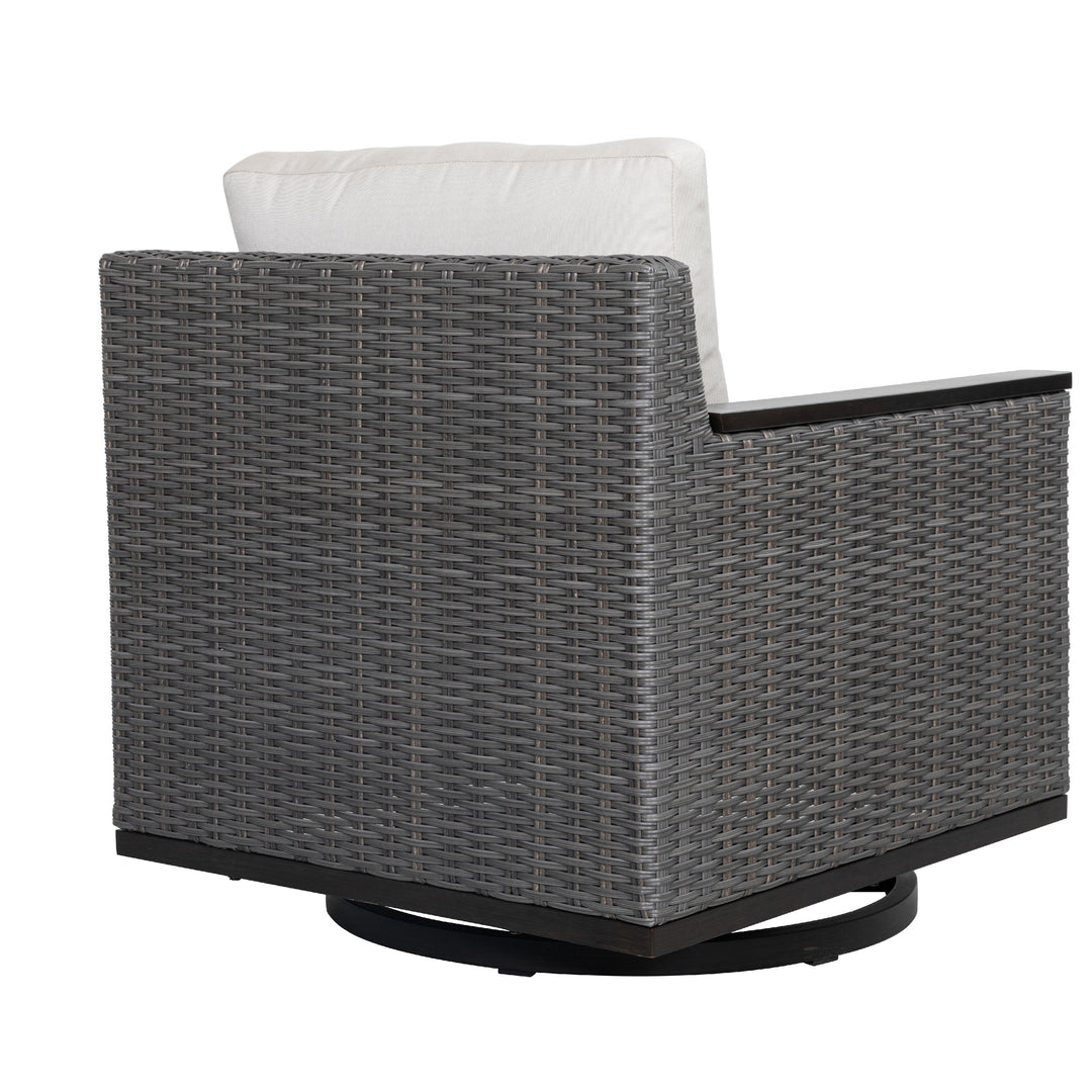 Patio Time Aluminum and Wicker Swivel Rocker Chairs with Cushions Set of 2