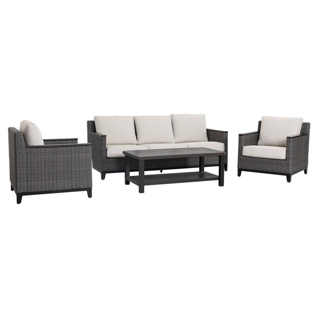 Patio Time 4-Piece Aluminum and Wicker Outdoor Conversation Set