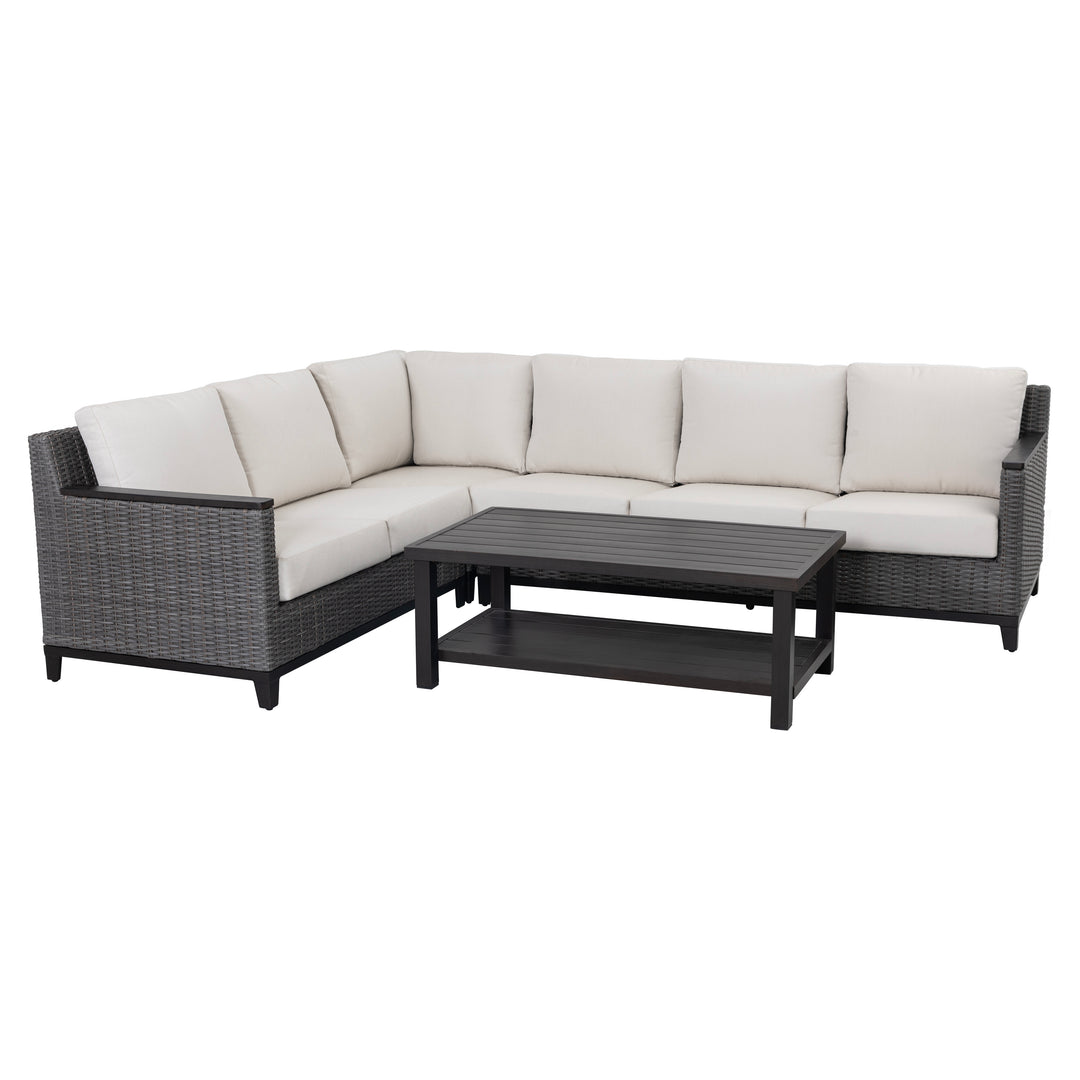 Patio Time 4-Piece Wicker Outdoor Corner Sectional Conversation Set