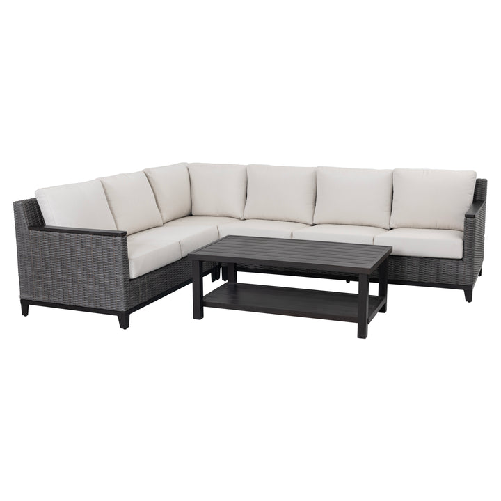 Patio Time 4-Piece Wicker Outdoor Corner Sectional Conversation Set