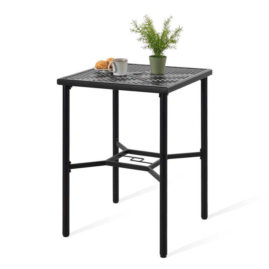 Outdoor 28" Square Bar Table with Mesh Top and 1.57" Umbrella Hole