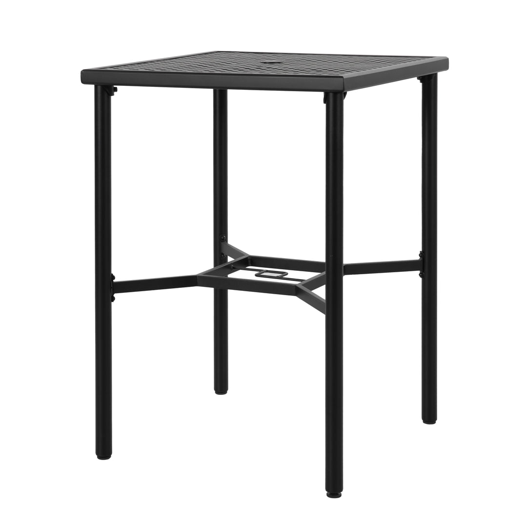 Outdoor 28" Square Bar Table with Mesh Top and 1.57" Umbrella Hole