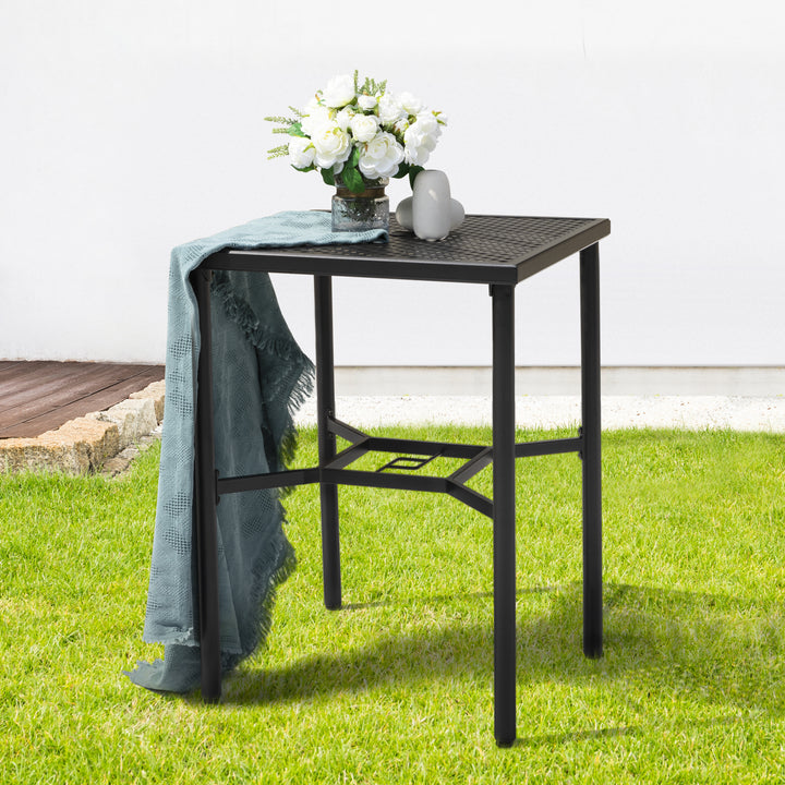 Outdoor 28" Square Bar Table with Mesh Top and 1.57" Umbrella Hole