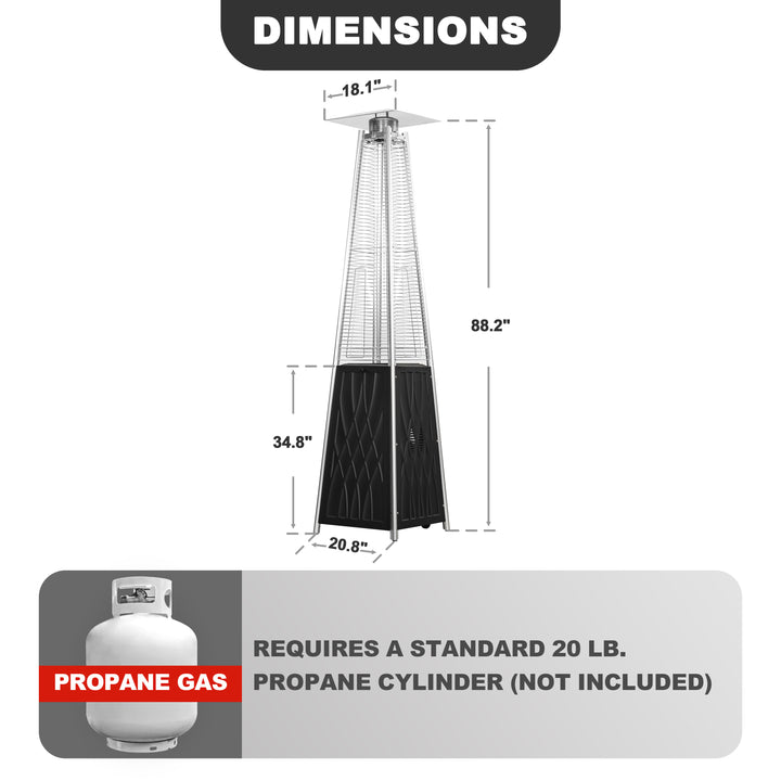 48,000 BTU ETL Certified Pyramid Patio Heater with Wheels