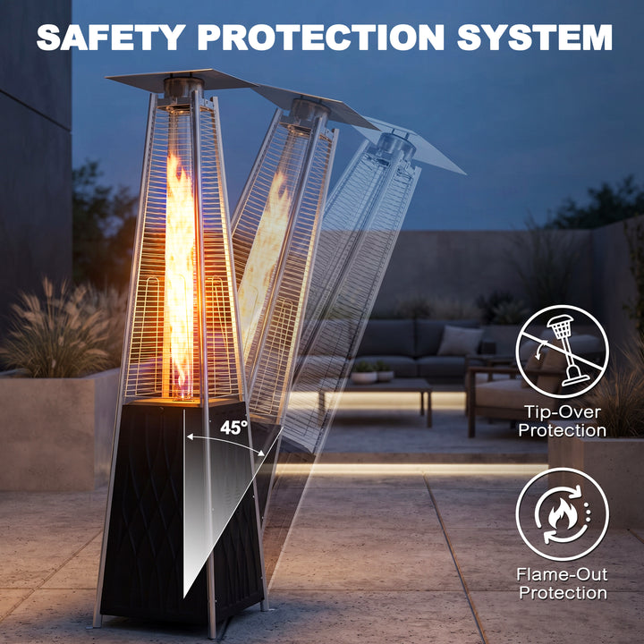 48,000 BTU ETL Certified Pyramid Patio Heater with Wheels