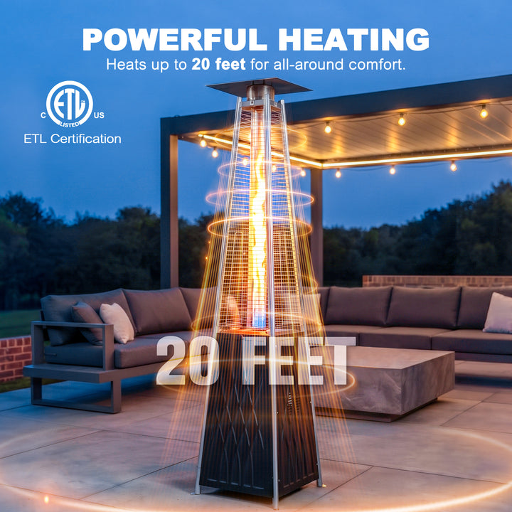 48,000 BTU ETL Certified Pyramid Patio Heater with Wheels