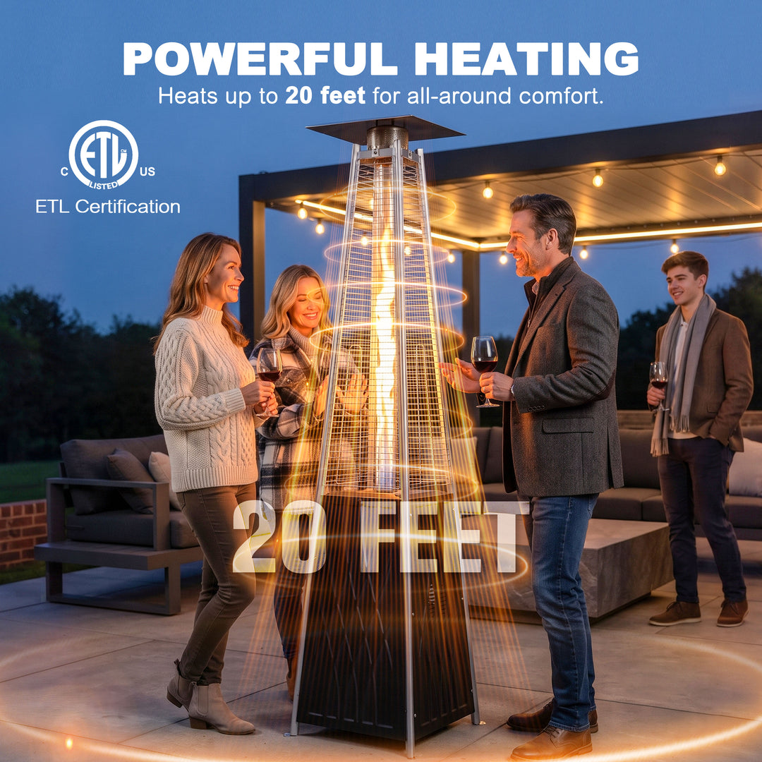 48,000 BTU ETL Certified Pyramid Patio Heater with Wheels