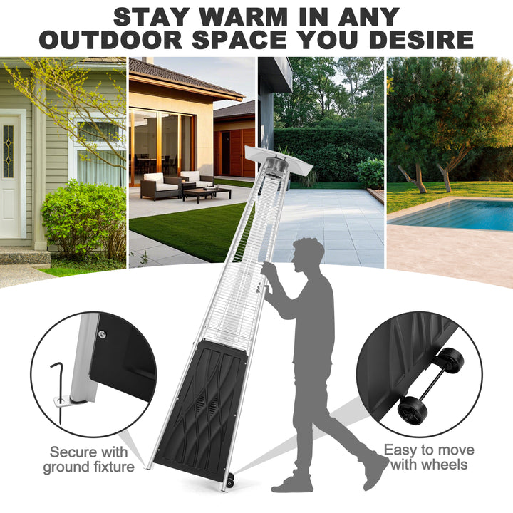 48,000 BTU ETL Certified Pyramid Patio Heater with Wheels