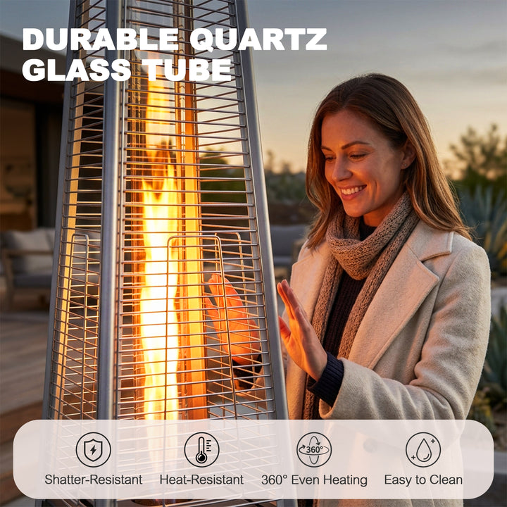 48,000 BTU ETL Certified Pyramid Patio Heater with Wheels